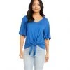 Karen Kane Petite Size Flutter Sleeve Tie-Front Top