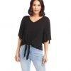 Karen Kane Clothing Flutter Sleeve Tie-Front Top