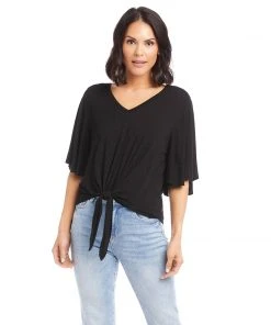 Karen Kane Clothing Flutter Sleeve Tie-Front Top
