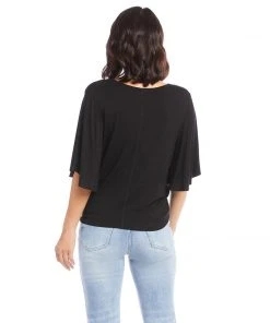 Karen Kane Clothing Flutter Sleeve Tie-Front Top