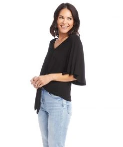 Karen Kane Clothing Flutter Sleeve Tie-Front Top