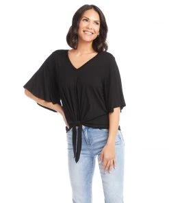 Karen Kane Clothing Flutter Sleeve Tie-Front Top