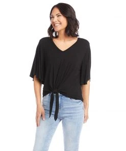 Karen Kane Clothing Flutter Sleeve Tie-Front Top