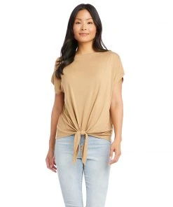 Karen Kane Tops Petite Size Boatneck Tie Front Top