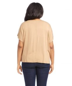 Karen Kane Tops Plus Size Boatneck Tie Front Top