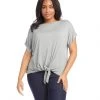 Karen Kane Plus Size Boatneck Tie Front Top