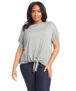 Karen Kane Plus Size Boatneck Tie Front Top