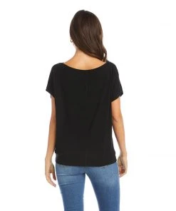 Karen Kane Tops Boatneck Tie Front Top