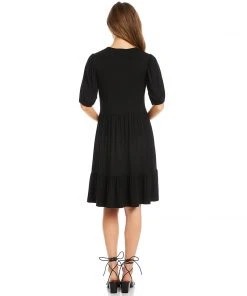 Karen Kane Petite Size Poof Sleeve Tiered Dress Clothing
