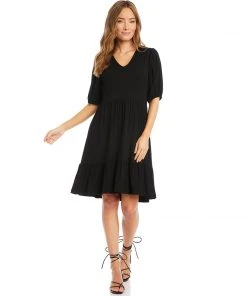 Karen Kane Poof Sleeve Tiered Dress