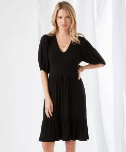 Karen Kane Poof Sleeve Tiered Dress