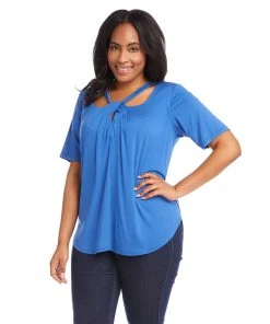 Karen Kane Plus Size Cut Out Shirttail Top