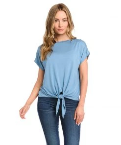 Karen Kane Boatneck Tie Front Top Tops