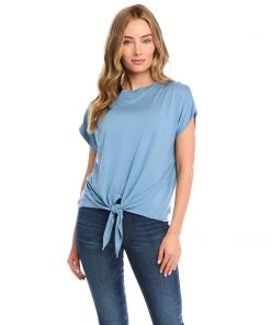 Karen Kane Boatneck Tie Front Top Tops