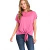 Karen Kane Tops Boatneck Tie Front Top