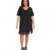Karen Kane Plus Size V-Neck Fringe Dress