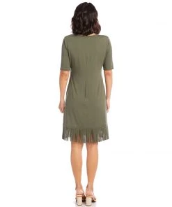 Karen Kane V-Neck Fringe Dress Clothing