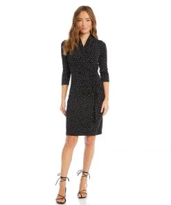 Karen Kane 3/4 Sleeve Cascade Wrap Dress Dresses