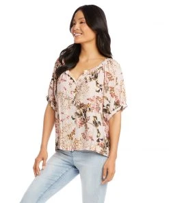Karen Kane Short Sleeve Peasant Top