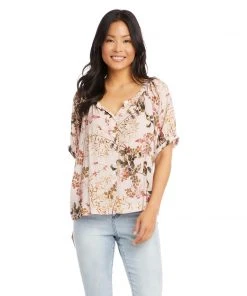 Karen Kane Short Sleeve Peasant Top