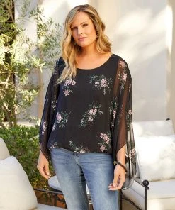 Karen Kane Plus Size Blouson Scarf Top