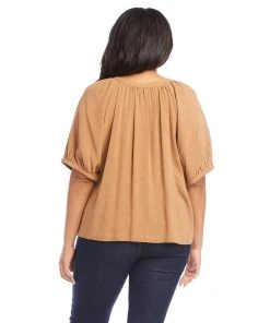 Karen Kane Tops Plus Size Short Sleeve Peasant Top
