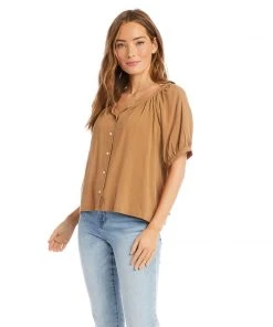 Karen Kane Short Sleeve Peasant Top