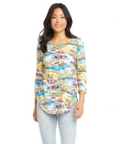 Karen Kane Petite Size 3/4 Sleeve Shirttail Top