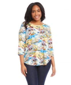 Karen Kane Plus Size 3/4 Sleeve Shirttail Top