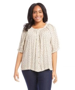 Karen Kane Plus Size Short Sleeve Peasant Top New Arrivals