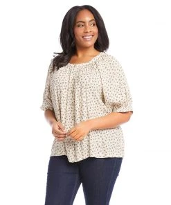 Karen Kane Plus Size Short Sleeve Peasant Top New Arrivals