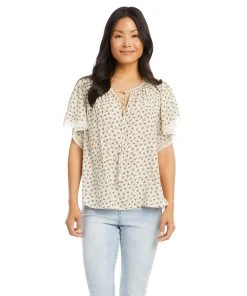 Karen Kane Tops Flutter Sleeve Top
