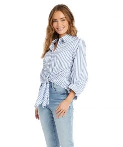 Karen Kane Stripe Tie-Front Top Clothing