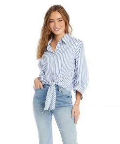 Karen Kane Stripe Tie-Front Top Clothing