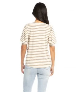 Karen Kane Petite Size Shirred Sleeve Shirttail Tee