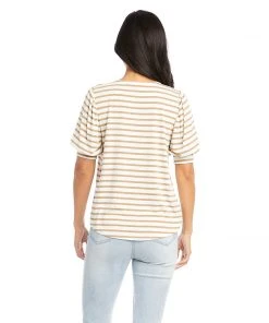 Karen Kane Tops Shirred Sleeve Shirttail Tee
