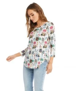 Karen Kane 3/4 Sleeve Shirttail Top Clothing