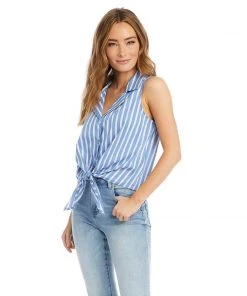 Karen Kane Clothing Petite Size Sleeveless Tie-Front Top