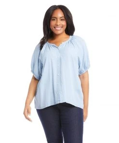 Karen Kane Plus Size Short Sleeve Peasant Top