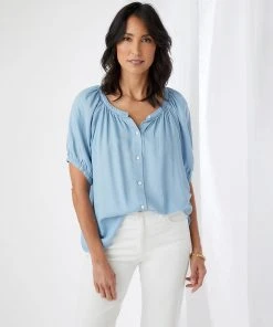 Karen Kane Short Sleeve Peasant Top Clothing