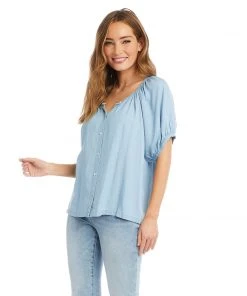 Karen Kane Short Sleeve Peasant Top Clothing