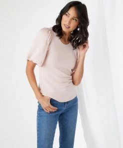 Karen Kane Clothing Contrast Satin Sleeve Top