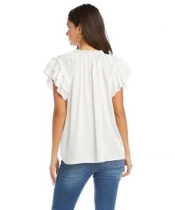 Karen Kane Flutter Sleeve Ruffle Top