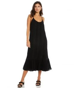 Karen Kane Clothing Lace Trim Midi Dress