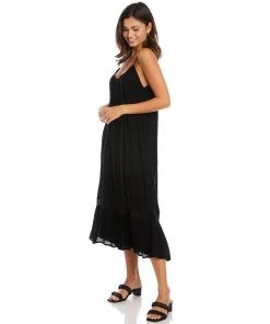 Karen Kane Clothing Lace Trim Midi Dress