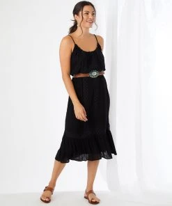 Karen Kane Clothing Lace Trim Midi Dress