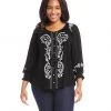 Karen Kane Tops Plus Size Embroidered Peasant Top