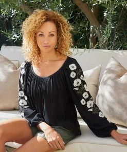 Karen Kane Embroidered Sleeve Top