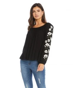 Karen Kane Embroidered Sleeve Top