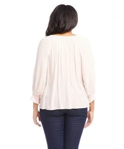 Karen Kane Plus Size Button-Up Peasant Top